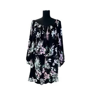 Lascana for Venus Black Floral Off-Shoulder Boho Romper 2X